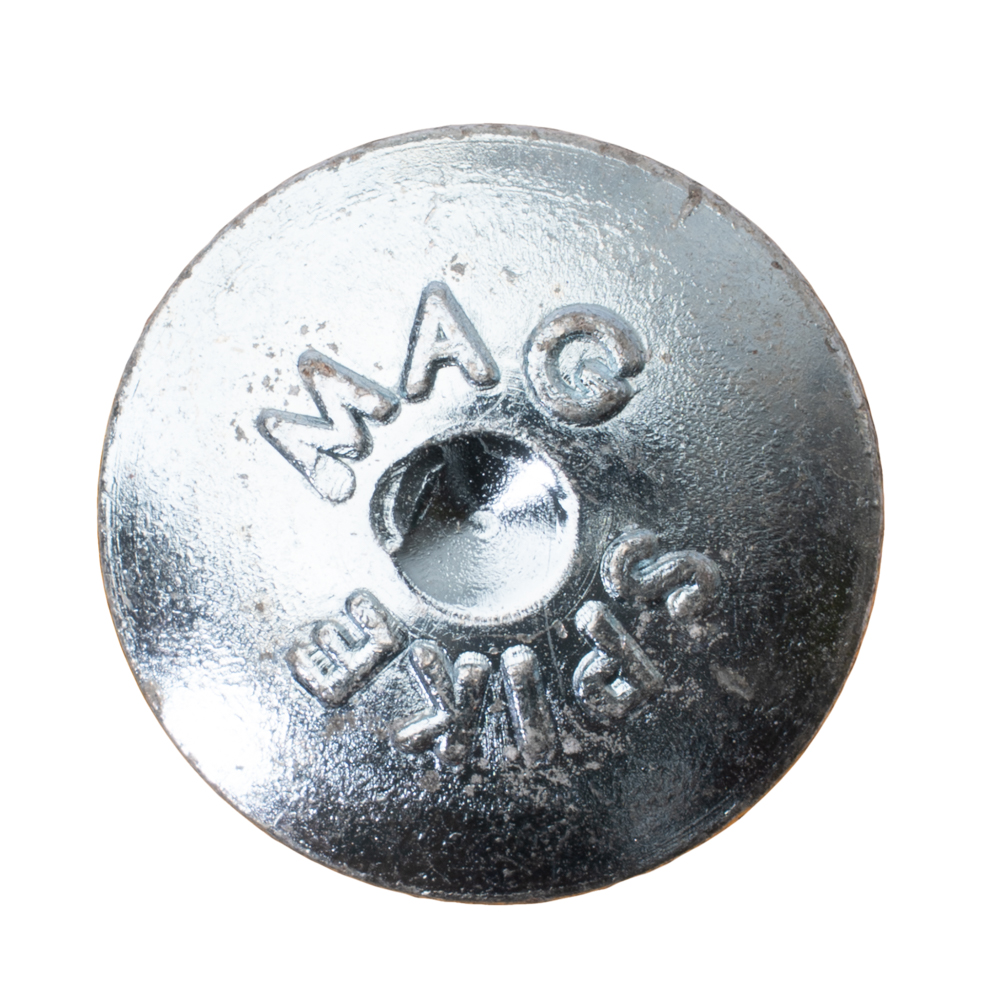 Top view of a 3/8" x 3" Mag Spike.