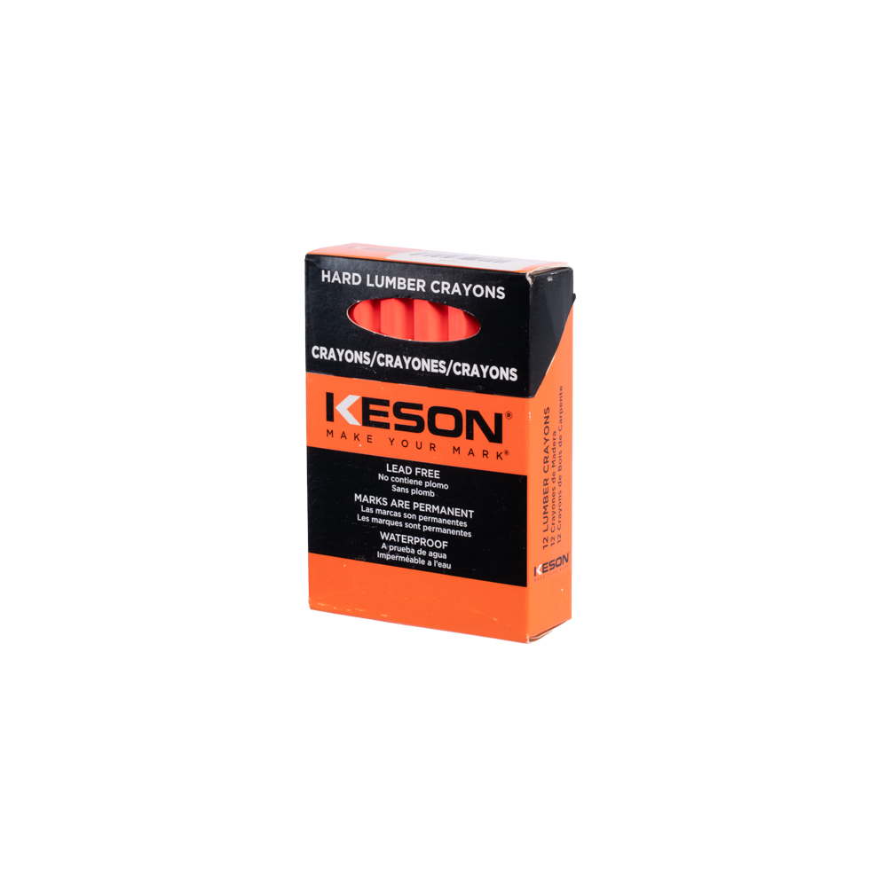 Front view of a box of Keson Lumber Crayons in Hot Pink.