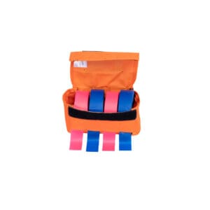 Glo Orange MMD Flagging Dispenser with four rolls of flagging tape inside.