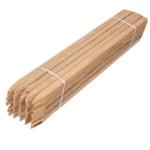 Bundle of two-foot MMD Oak Lath, cut to a 9/16″ x 1 1/8″ profile with a triangular point - bottom view.