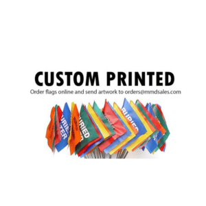 2″ x 3″ Utility Marking Flags with wire staffs - custom printed on a variety of solid flag colors.