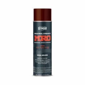 A can of Industrial MRO High Solids Spray Paint Primer in Red Iron Oxide.