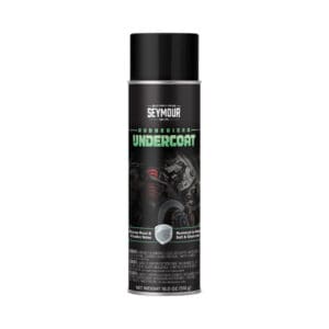 Front view of a can of Seymour Professional Car And Truck Rubberized Undercoating Aerosol Spray.
