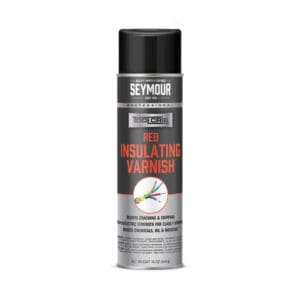 A can of Seymour Tool Crib Red Insulating Varnish.