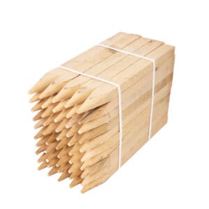 Bundle of MMD Poplar Wedge Stakes, cut to a 1″ x 2″ profile with a pencil point.