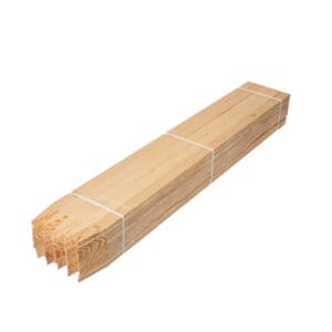 Bundle of MMD Southern Pine lath, cut to a 3/8″ x 1 1/2″ profile and finished with a triangular point.