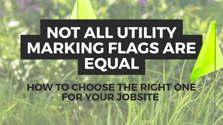 Utility marking flags used on a construction jobsite for surveying, utility locating, and excavation layout